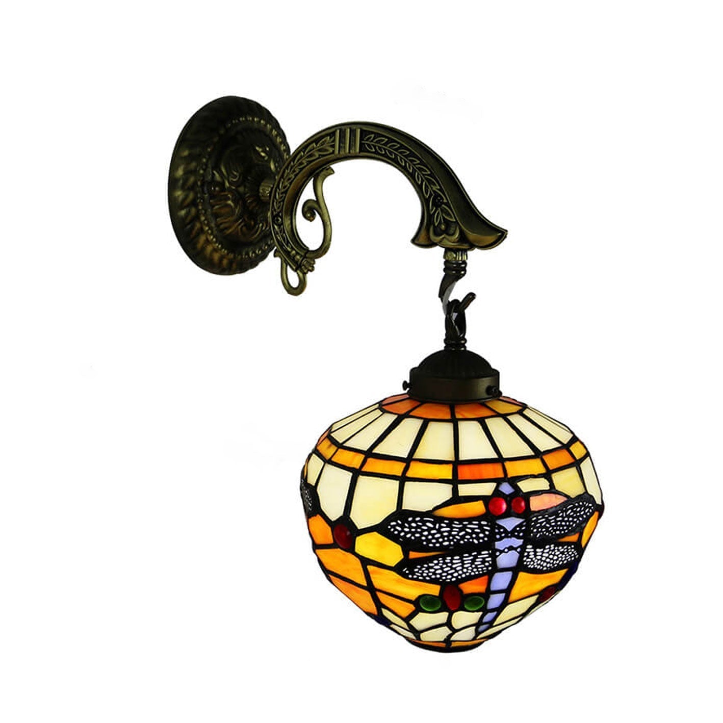 Tiffany Globe Stained Glass 1-Light Wall Sconce Lamp