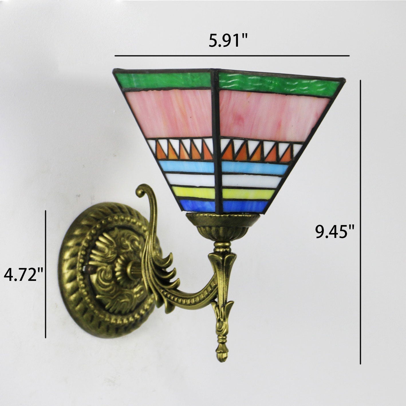 Tiffany Square Stained Glass 1-Light Wall Sconce Lamp
