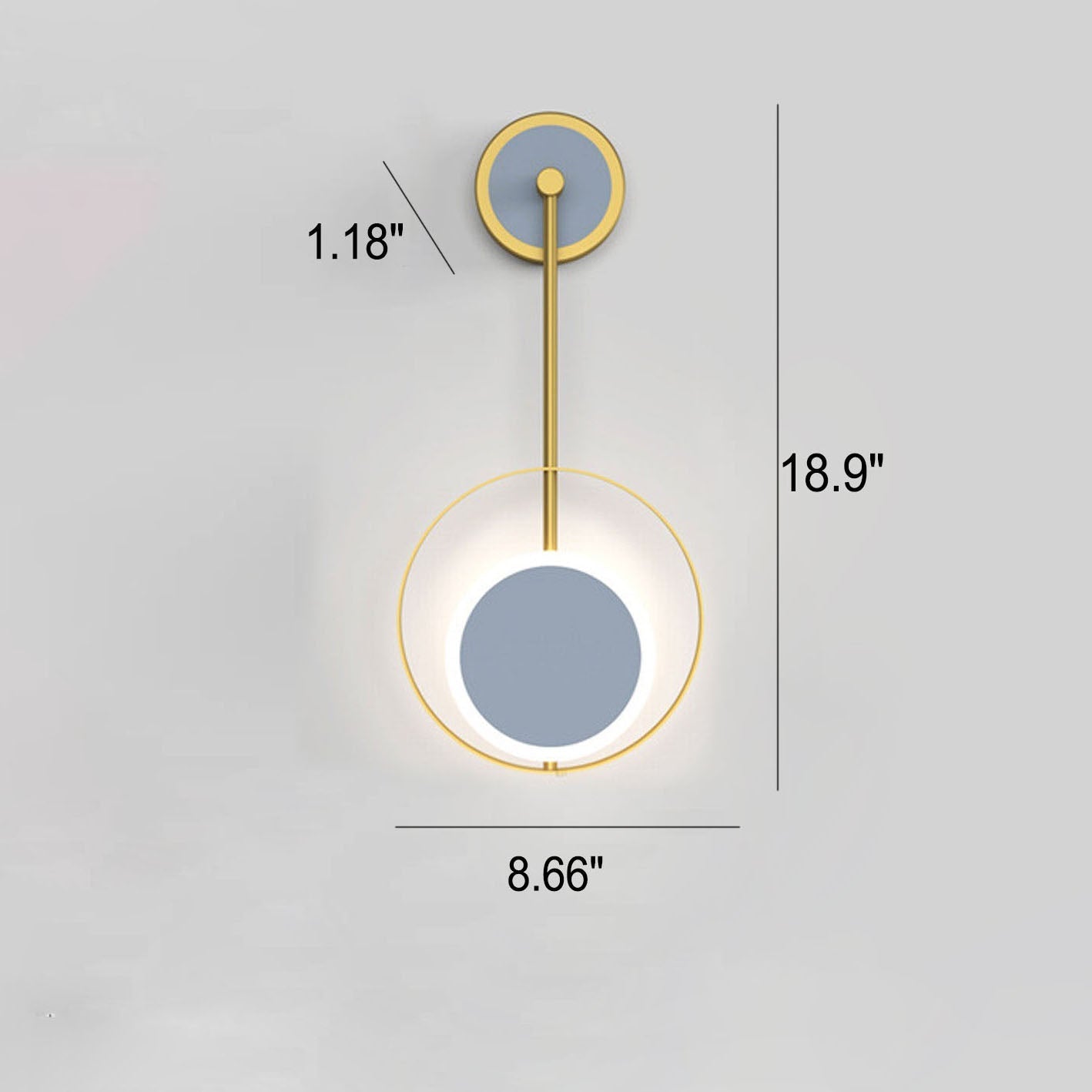 Iron Circle Straight Arm LED Light Wall Sconce Lamp