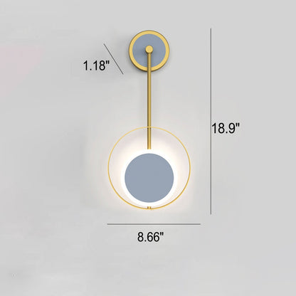 Iron Circle Straight Arm LED Light Wall Sconce Lamp