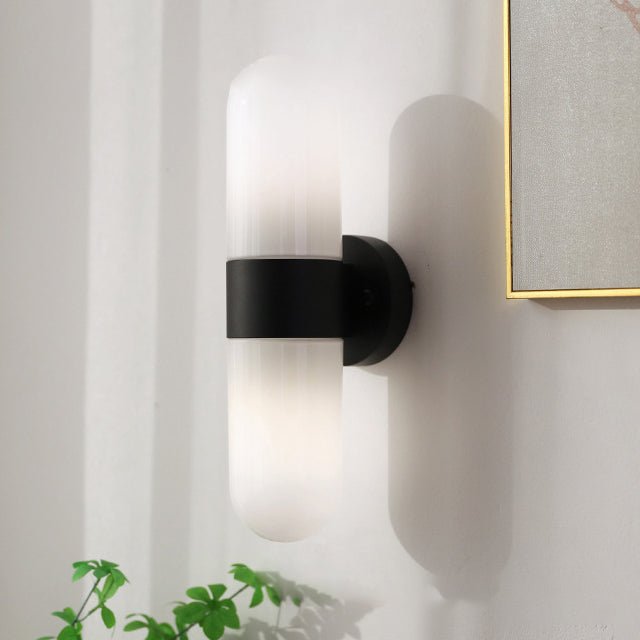 Minimalist Capsule Iron Glass 2-Light Wall Sconce Lamp