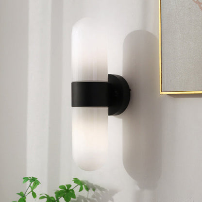 Minimalist Capsule Iron Glass 2-Light Wall Sconce Lamp