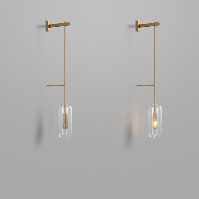 Strip Cylinder Iron Glass 1-Light Wall Sconce Lamp
