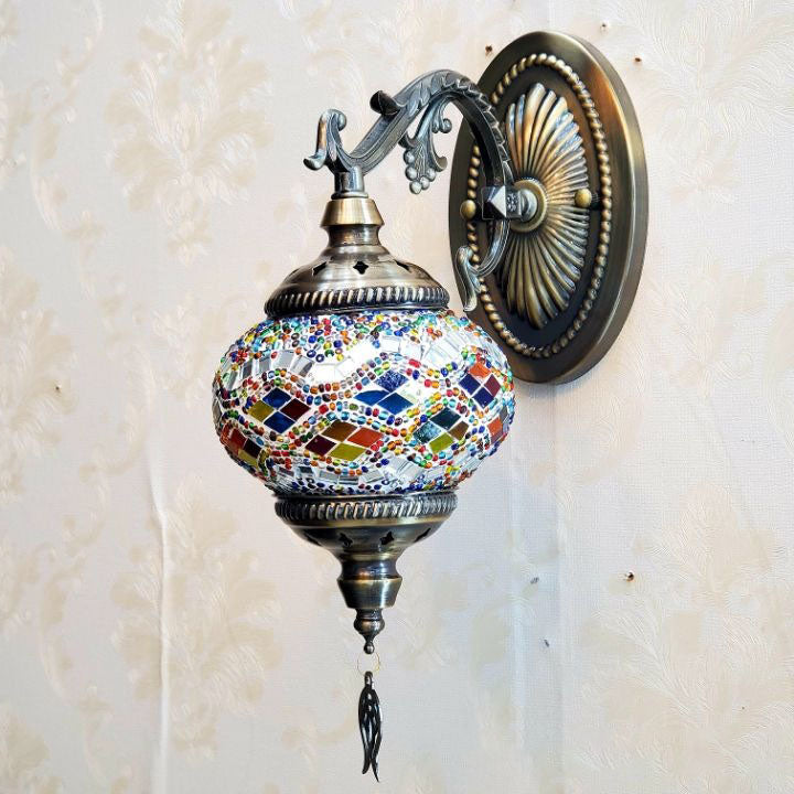 European Exotic Cracked Glass 1-Light Wall Sconce Lamp