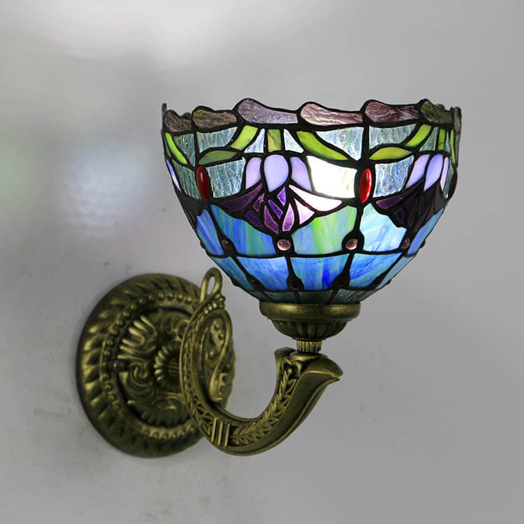 Tiffany Zinc Alloy Stained Glass 1-Light Wall Sconce Lamp