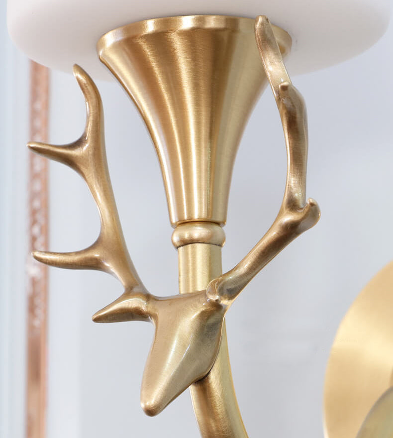 Full Exquisite Deer Head Design 1/2-Light Wall Sconce Lamp