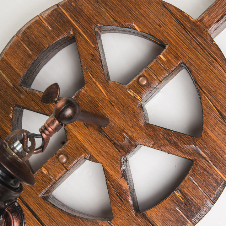 Pine Boat Rudder Kerosene Lamp 1-Light Wall Sconce Lamp
