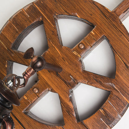 Pine Boat Rudder Kerosene Lamp 1-Light Wall Sconce Lamp