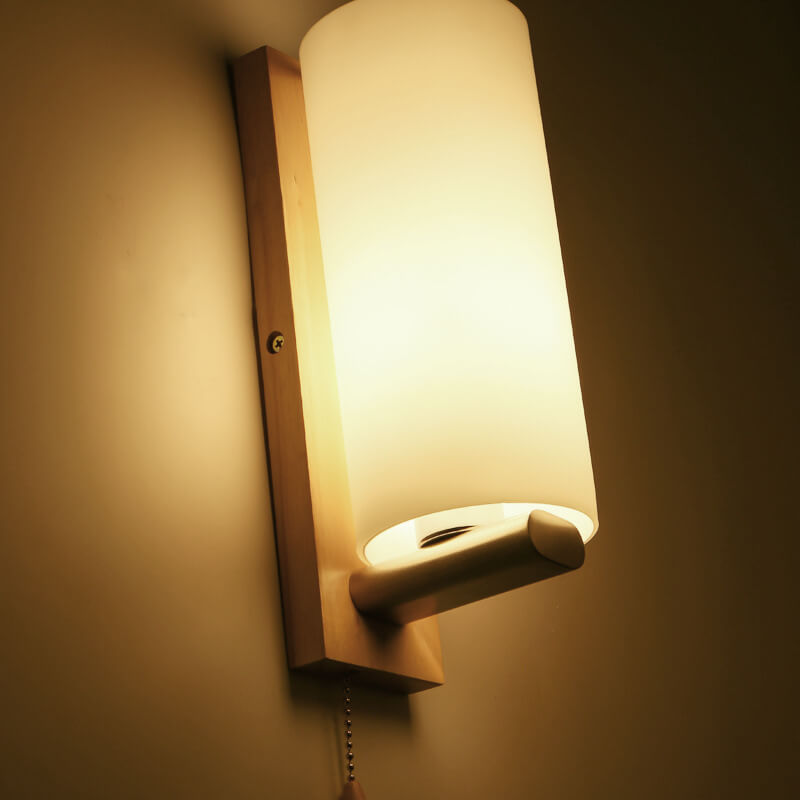 Modern Glass 1-Light Cylindrical Shape Wall Sconce Lamp