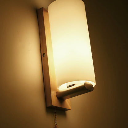 Modern Glass 1-Light Cylindrical Shape Wall Sconce Lamp