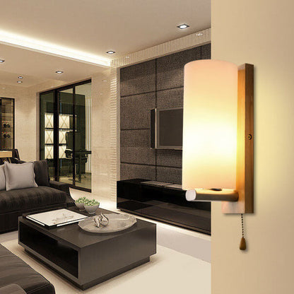 Modern Glass 1-Light Cylindrical Shape Wall Sconce Lamp