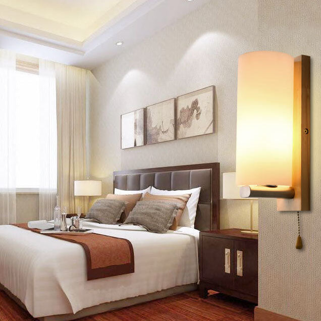 Modern Glass 1-Light Cylindrical Shape Wall Sconce Lamp