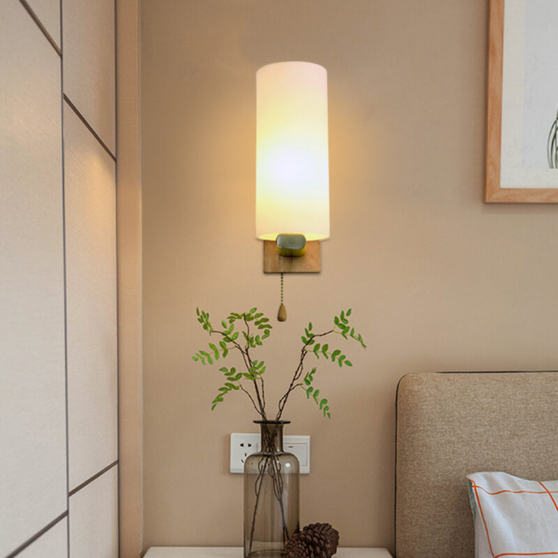 Modern Glass 1-Light Cylindrical Shape Wall Sconce Lamp