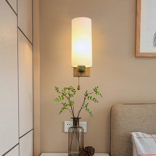 Modern Glass 1-Light Cylindrical Shape Wall Sconce Lamp