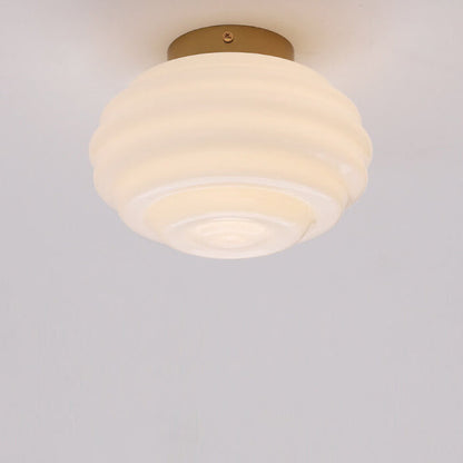 Nordic Cream Wave Round Glass Lampshade 1-Light Wall Sconce Lamp