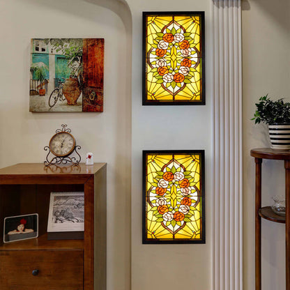 Tiffany Rose Pattern Mural Design LED Wall Sconce Lamp