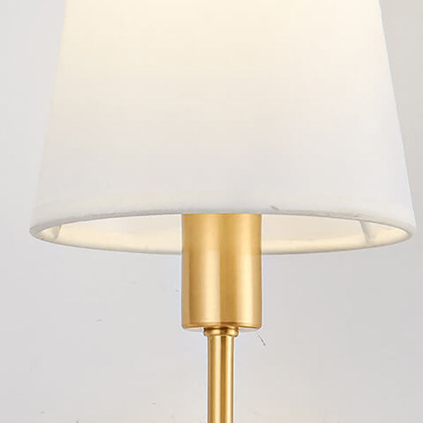 Brass Fabric Glass Straight Arm 1/2 Light Wall Sconce Lamp