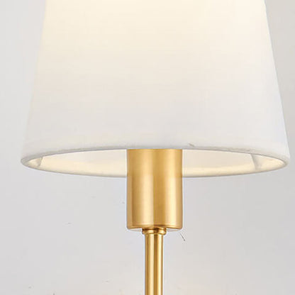 Brass Fabric Glass Straight Arm 1/2 Light Wall Sconce Lamp