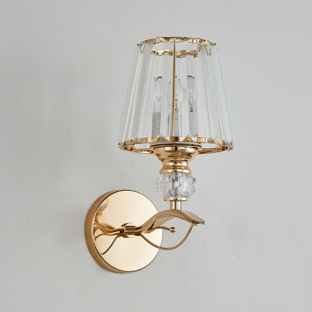 Round Trapezoidal Hardware Crystal 1-Light Wall Sconce Lamp