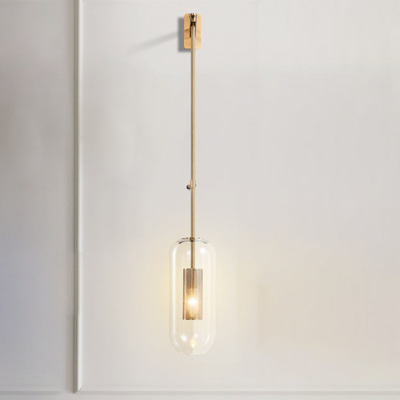 Strip Cylinder Iron Glass 1-Light Wall Sconce Lamp