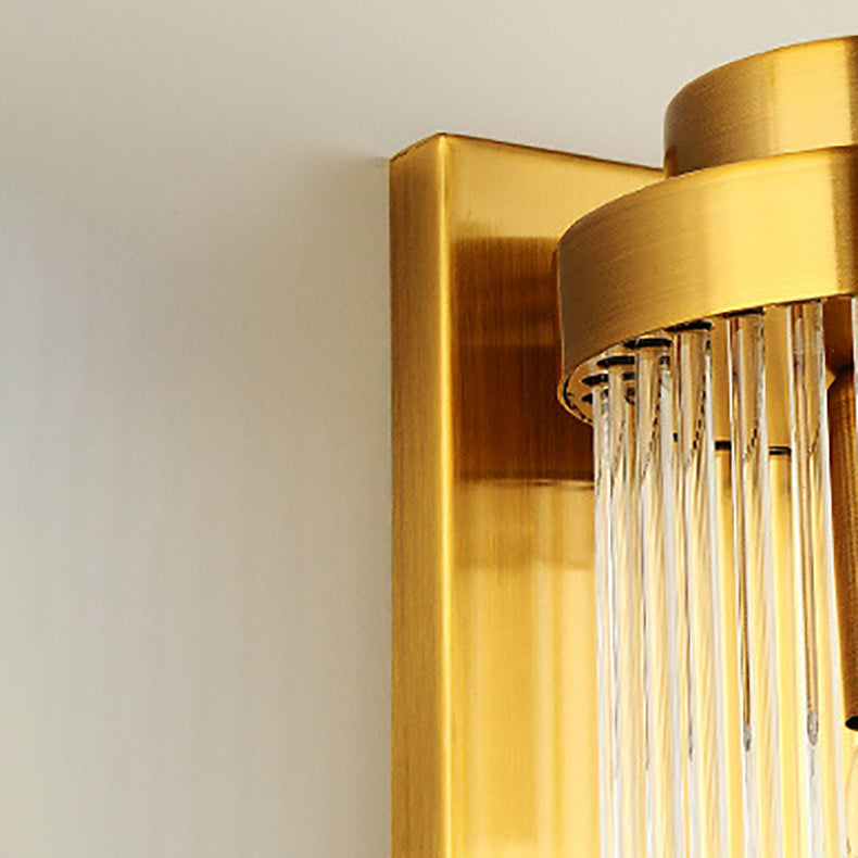 Metal Steel Crystal Column Tower 2-Light Wall Sconce Lamp