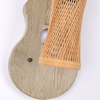 Wooden Violin Cylinder Shade 1-Light Wall Sconce Lamp