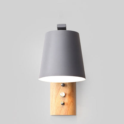 Nordic Solid Wood Cylindrical 1-Light Wall Sconce Lamp