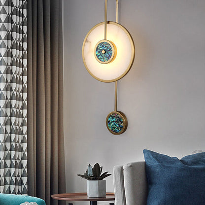 Luxury Marble Round Shell Curved Arm LED Wall Sconce Lamp