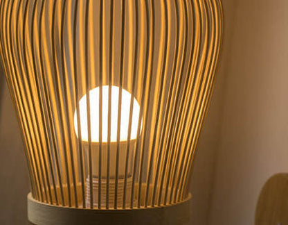 Modern Bamboo Weaving Handwoven Round Lampshade 1-Light Wall Sconce Lamp