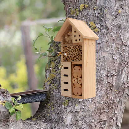 Wooden Bee House Insect Shelter for Gardens