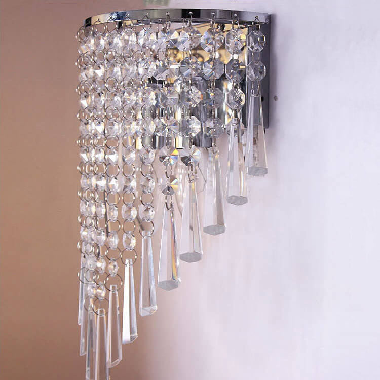 Modern Luxury Crystal Tassel 2-Light Wall Sconce Lamp