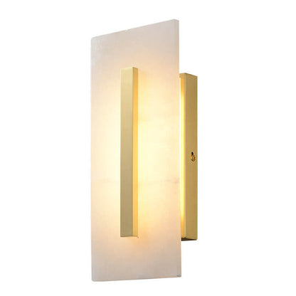 Chinese Marble Square Brass 1-Light LED Wall Sconce Lamp