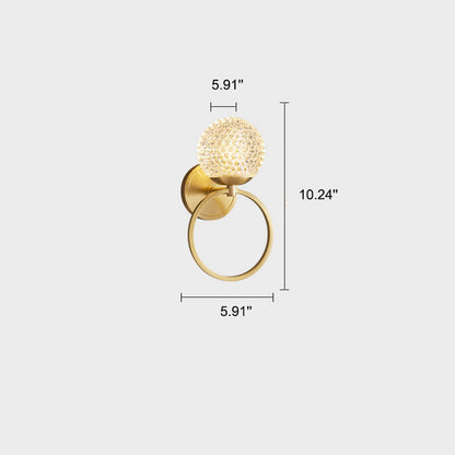 Luxury Crystal Brass Hanging Ring 1-Light Wall Sconce Lamp