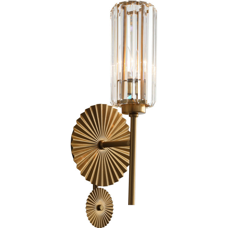 Luxury Crystal Column Round Base 1-Light Wall Sconce Lamp