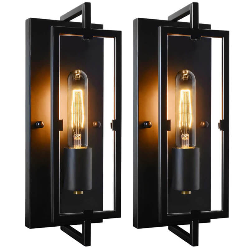Vintage Wrought Iron Square 1-Light Wall Sconce Lamp