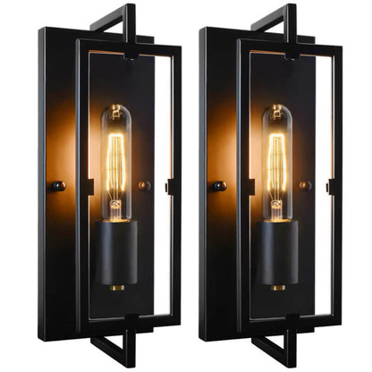 Vintage Wrought Iron Square 1-Light Wall Sconce Lamp
