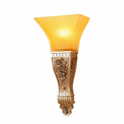 Glass Carving Resin Flared 1-Light Wall Sconce Lamp
