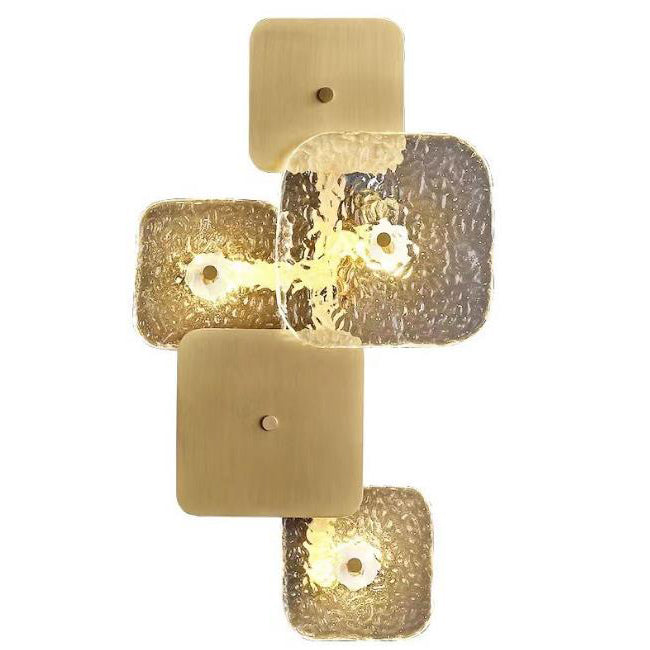 Post-modern Brass Patchwork Square LED Wall Sconce Lamp