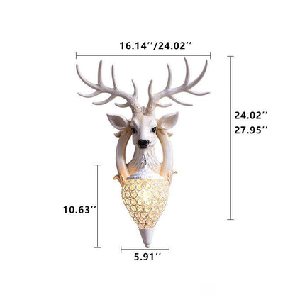 Vintage Antler Fruits Shade Resin 1-Light Wall Sconce Lamp
