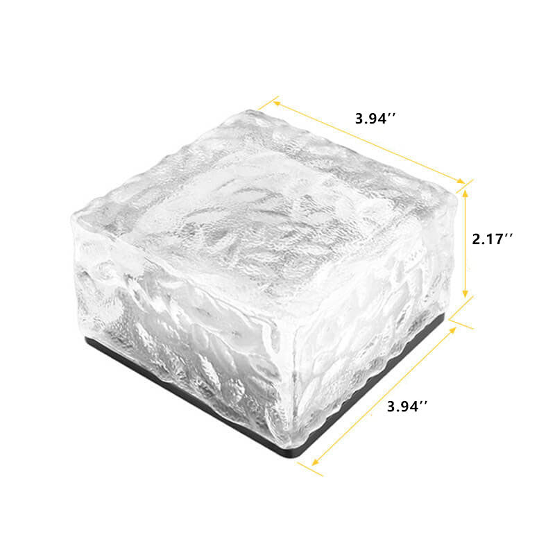 Solar LED Ice Brick Waterproof Glass Ground Light Garden Light