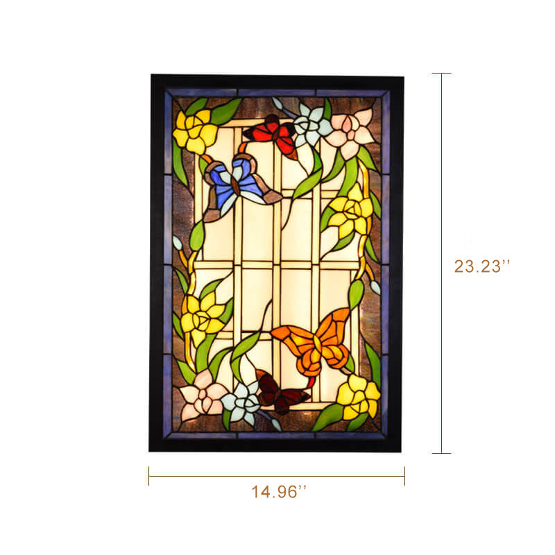 Tiffany Glass Rectangular LED Decorative Mural Wall Light