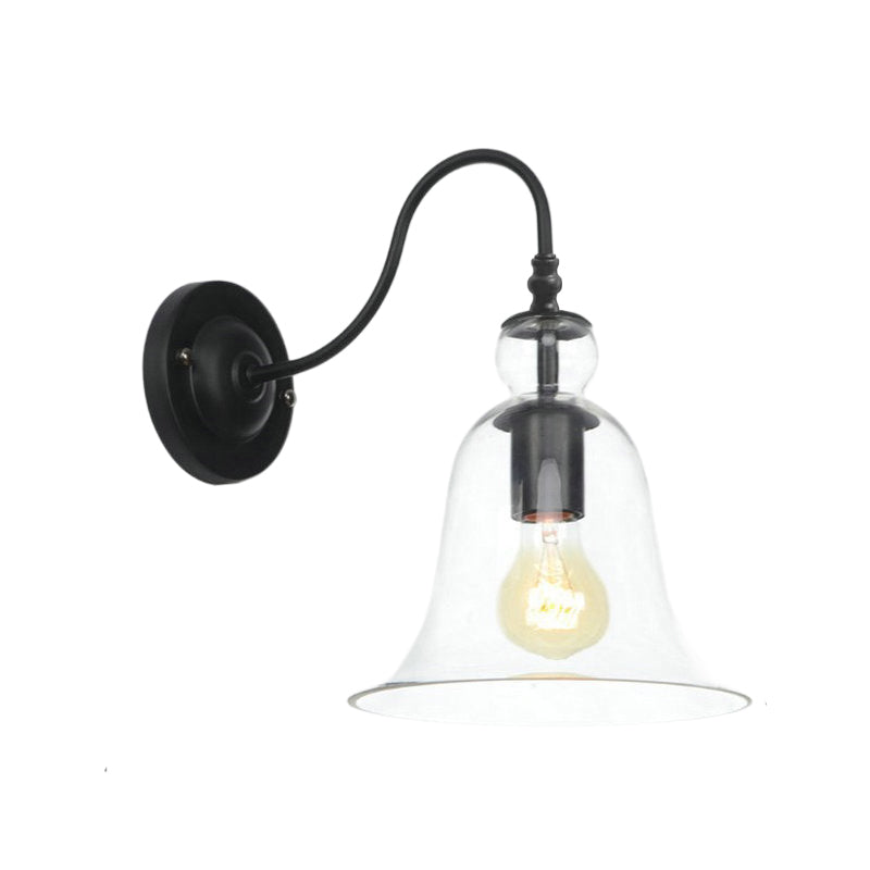 Vintage Clear Glass Bell 1-Light Wall Sconce Lamp