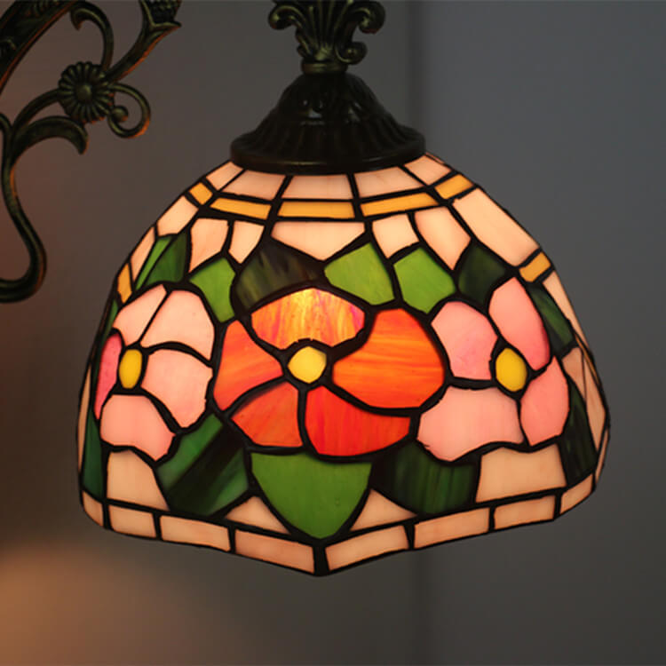 Tiffany Stained Glass Flower 1-Light Wall Sconce Lamp