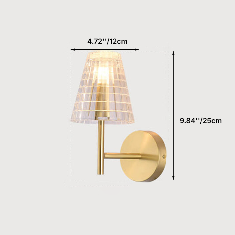 Luxury Round Textured Glass Copper 1-Light Wall Sconce Lamp