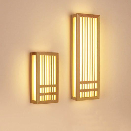 Solid Wood Acrylic Rectangular LED Wall Sconce Lamp