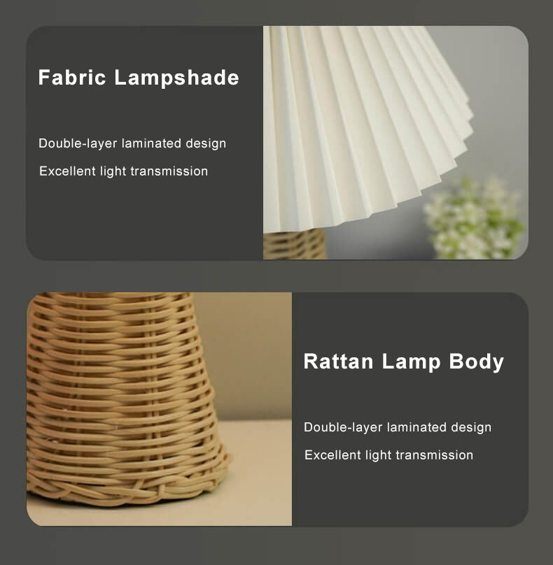 Vintage Pleated Fabric Table Lamp