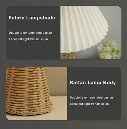 Vintage Pleated Fabric Table Lamp