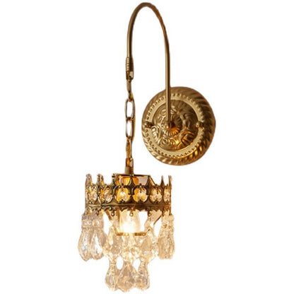 Vintage Luxury Crystal Crown 1-Light Wall Sconce Lamp