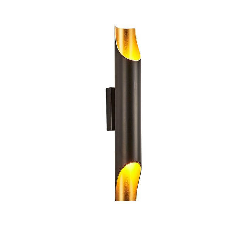 Cylindrical Aluminum Black Gold 2-Light Wall Sconce Lamp