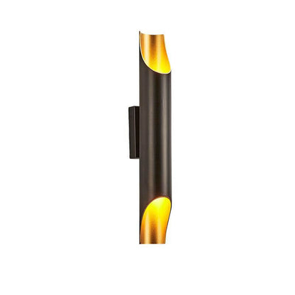 Cylindrical Aluminum Black Gold 2-Light Wall Sconce Lamp
